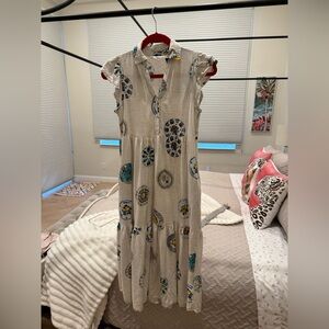 Jane + Delancey Women’s Midi Dress Beige Linen Blend Size XS